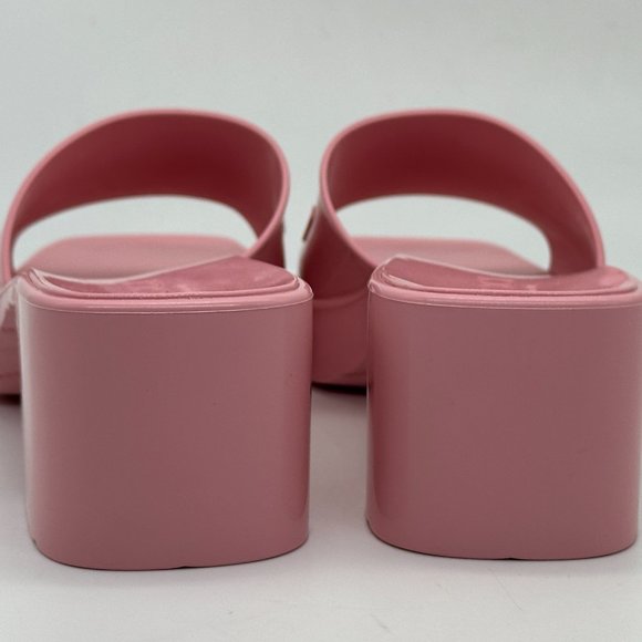 Gucci Double GG Logo Rubber Platform Block Heel Mules Slides Sandals Shoes - Picture 9 of 16